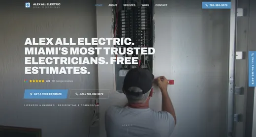 Alex All Electric Miami electricians website homepage