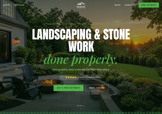 Green Mountain Landscaping & Design website homepage